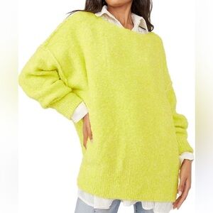 Free People Women's Yellow Wool Oversize Ballet Neck Tunic